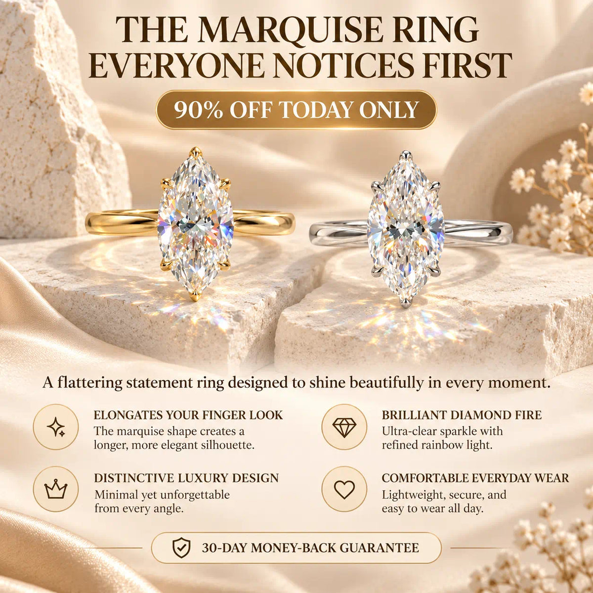 The Marquise Diamond Ring Designed To Make Your Hands Look Longer, More Elegant & Effortlessly Luxurious-Last Day Sale-90% OFF🔥