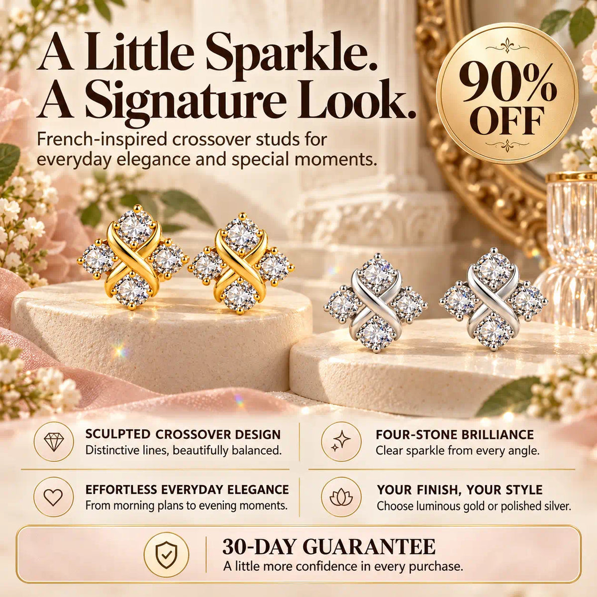 A Little Sparkle, A Signature Look — Discover Your New Favorite Crossover Diamond Stud Earrings-Last Day Sale🔥90% OFF