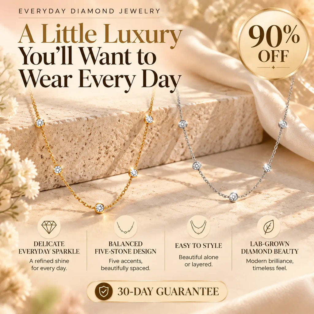 A Little Luxury You’ll Want to Wear Every Day — A Delicate Five-Stone Lab-Grown Diamond Necklace for Effortless, Timeless Elegance -Last Day Sale-90% OFF🔥