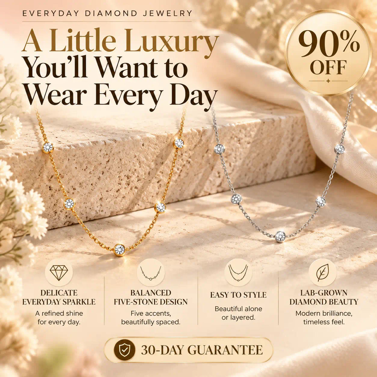 A Little Luxury You’ll Want to Wear Every Day — A Delicate Five-Stone Lab-Grown Diamond Necklace for Effortless, Timeless Elegance -Last Day Sale-90% OFF🔥