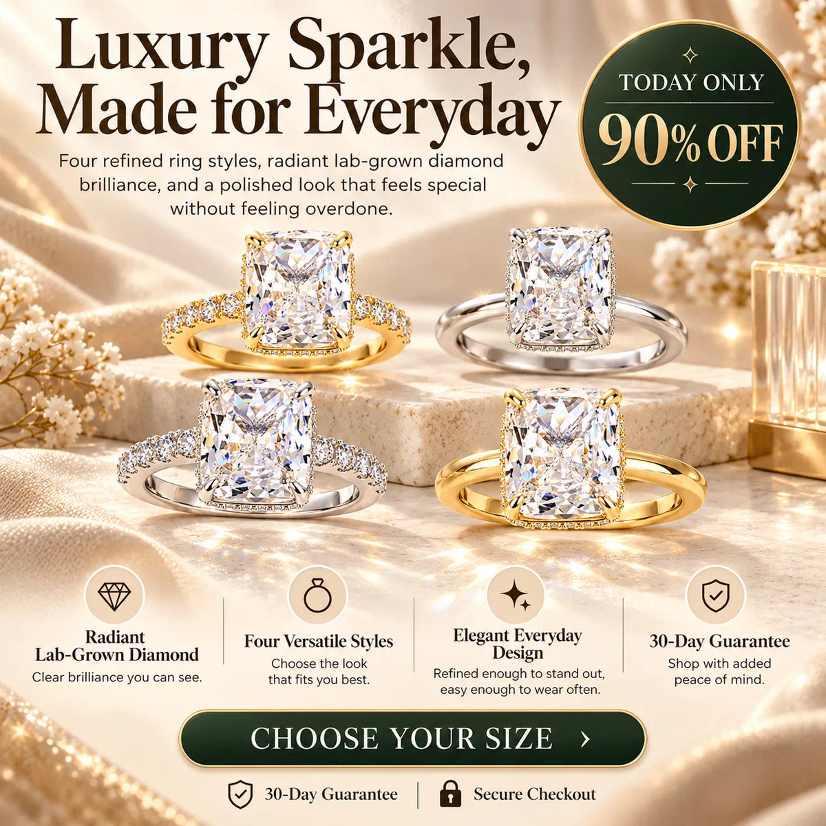 A Radiant-Cut Lab-Grown Diamond Ring That Makes Every Day Feel a Little More Special-Last Day Sale-90% OFF🔥