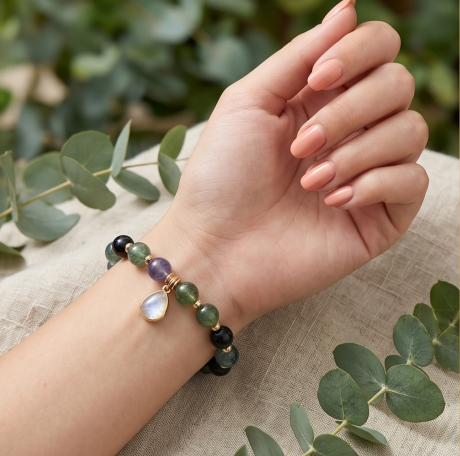 Midnight Garden Gemstone Beaded Bracelet