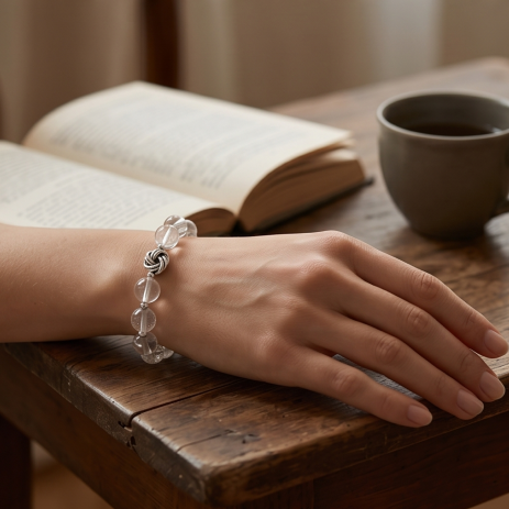 Crystal Clear Quartz Beaded Bracelet