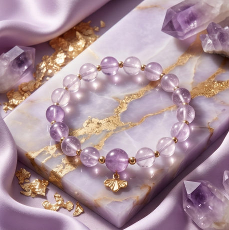 Lilac Blossom Gemstone Charm Bracelet