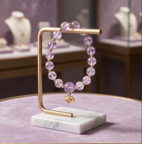 Lilac Blossom Gemstone Charm Bracelet