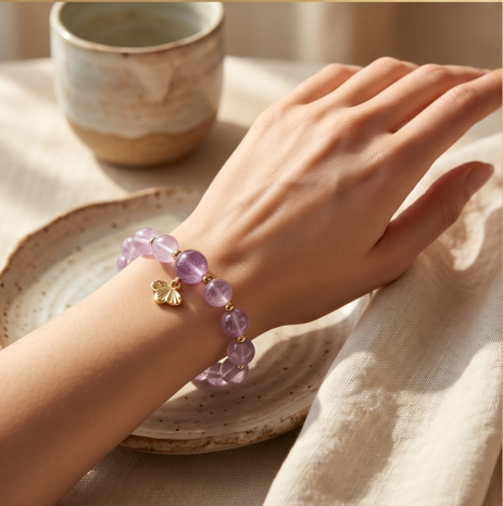 Lilac Blossom Gemstone Charm Bracelet