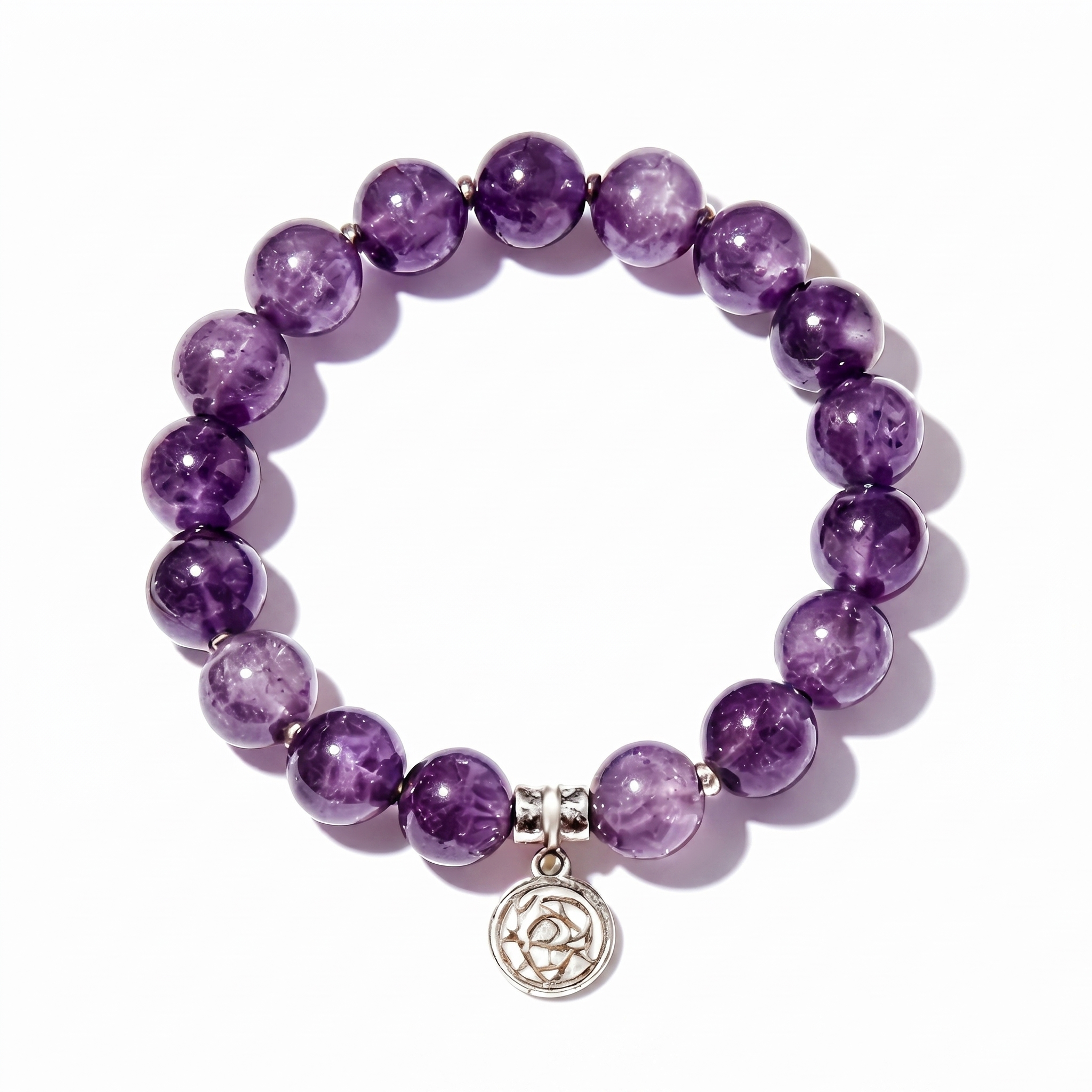 Deep Amethyst Geometric Charm Bracelet