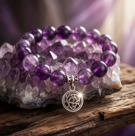 Deep Amethyst Geometric Charm Bracelet