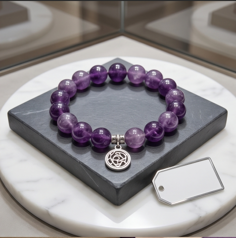 Deep Amethyst Geometric Charm Bracelet