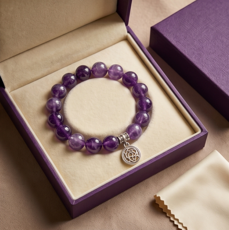 Deep Amethyst Geometric Charm Bracelet