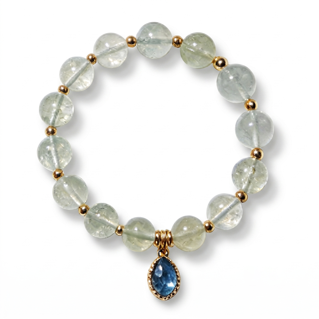 Dewdrop Mint Gemstone & Blue Teardrop Bracelet