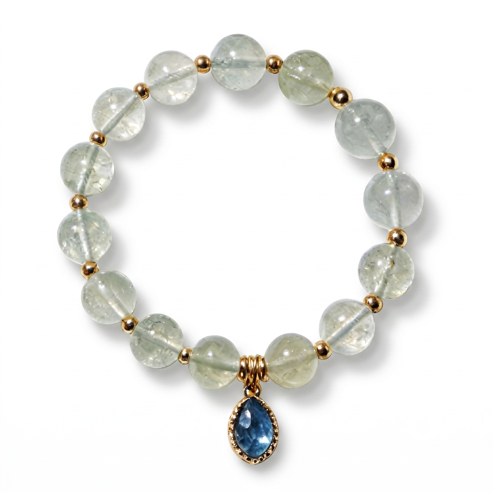 Dewdrop Mint Gemstone & Blue Teardrop Bracelet