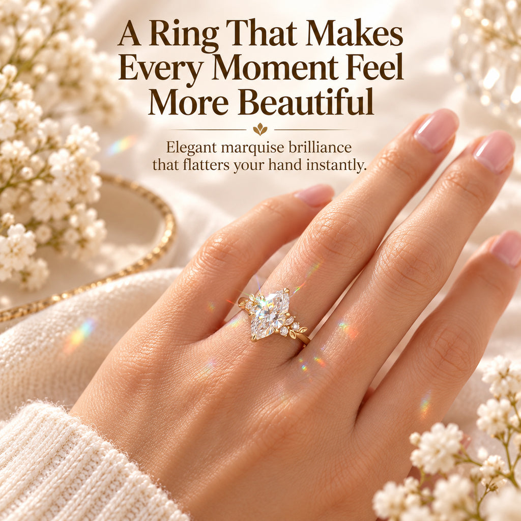 A Stunning Marquise Lab Diamond Ring Designed To Make Your Hands Look More Elegant — With Romantic Floral Details And Luxury Sparkle You’ll Love Every Day-Last Day Sale-90% OFF🔥