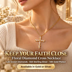 Keep Your Faith Close with a Floral Lab-Grown Diamond Cross Necklace -Last Day Sale-90% OFF🔥