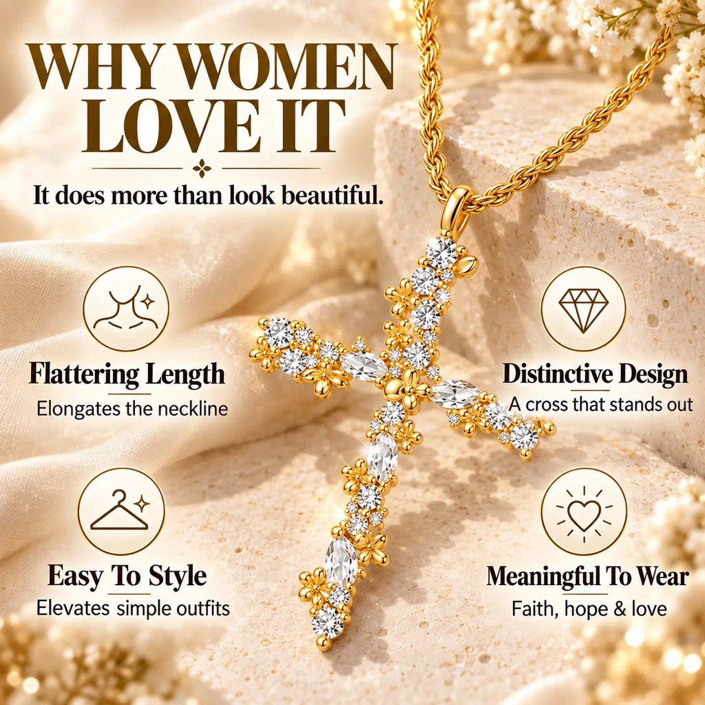 Keep Your Faith Close with a Floral Lab-Grown Diamond Cross Necklace -Last Day Sale-90% OFF🔥