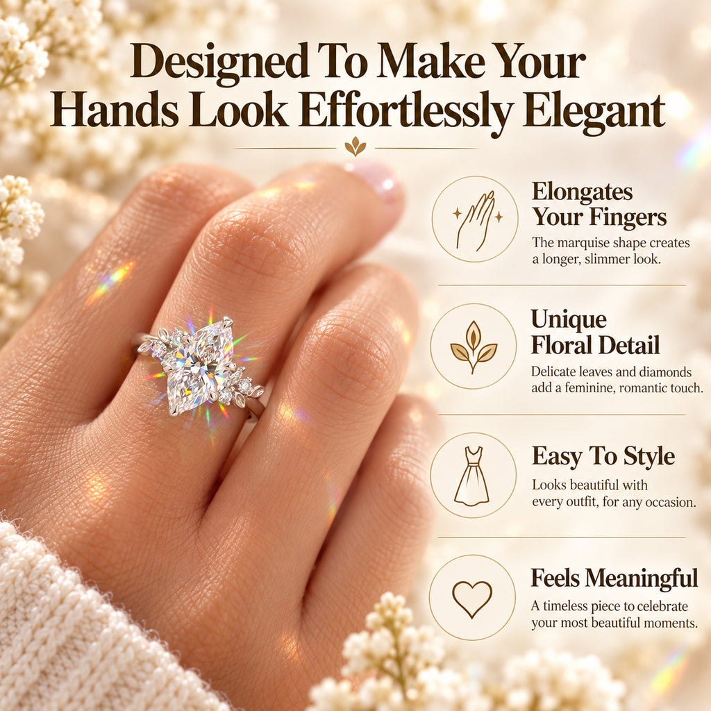 A Stunning Marquise Lab Diamond Ring Designed To Make Your Hands Look More Elegant — With Romantic Floral Details And Luxury Sparkle You’ll Love Every Day-Last Day Sale-90% OFF🔥