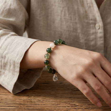 Emerald Woods Gemstone Drop Bracelet