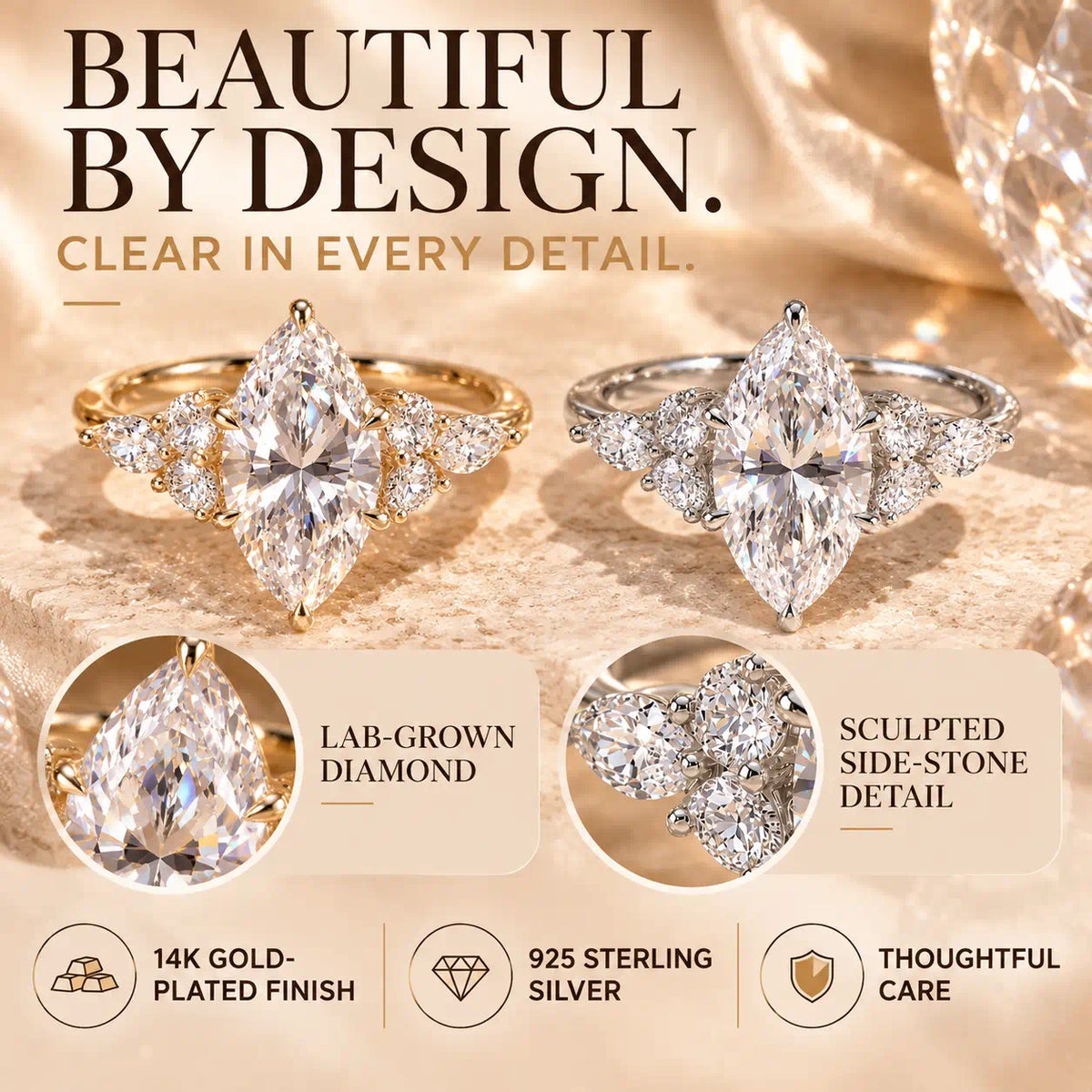 A Marquise Lab-Grown Diamond Ring Made to Be Remembered-Last Day Sale-90% OFF🔥