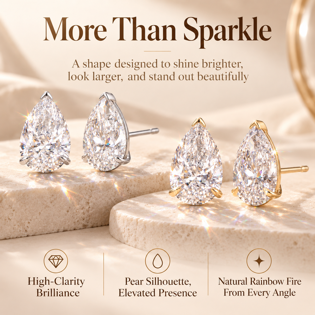 Pear-Shaped Lab-Grown Diamond Stud Earrings That Flatter Your Face & Add Timeless Luxury To Every Look-Last Day Sale🔥90% OFF
