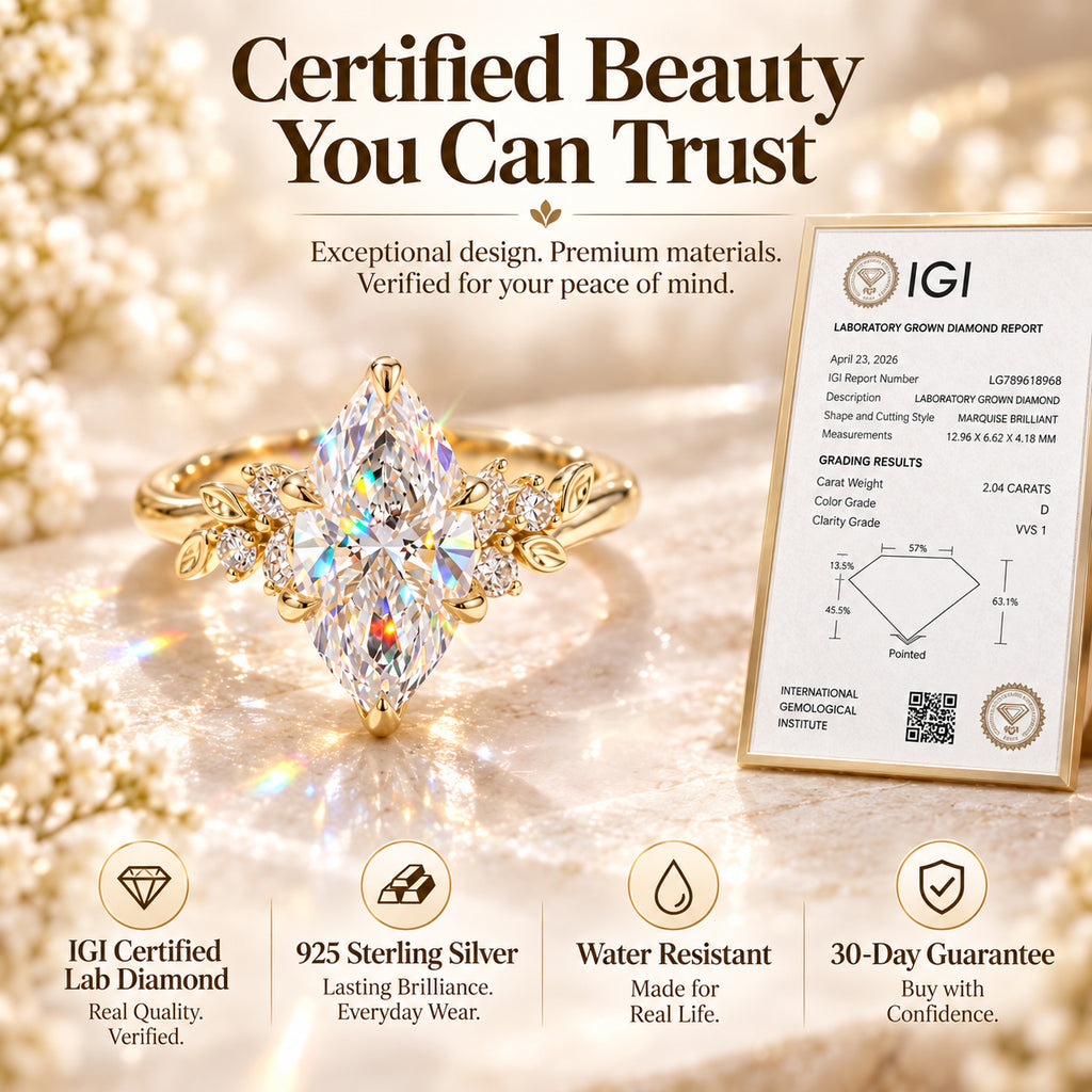 A Stunning Marquise Lab Diamond Ring Designed To Make Your Hands Look More Elegant — With Romantic Floral Details And Luxury Sparkle You’ll Love Every Day-Last Day Sale-90% OFF🔥