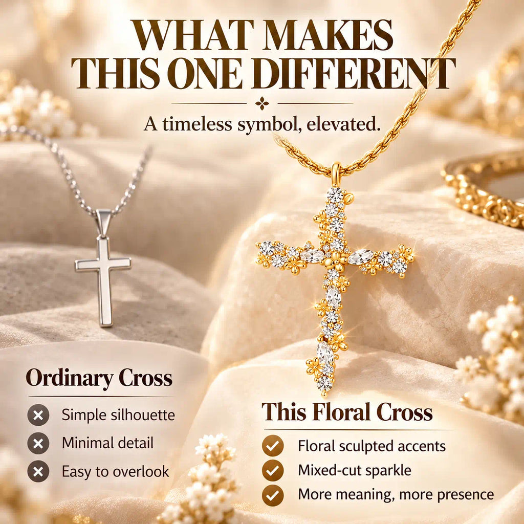 Keep Your Faith Close with a Floral Lab-Grown Diamond Cross Necklace -Last Day Sale-90% OFF🔥