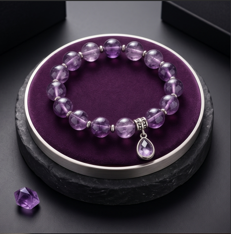 Royal Amethyst Gemstone Drop Bracelet