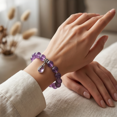 Royal Amethyst Gemstone Drop Bracelet