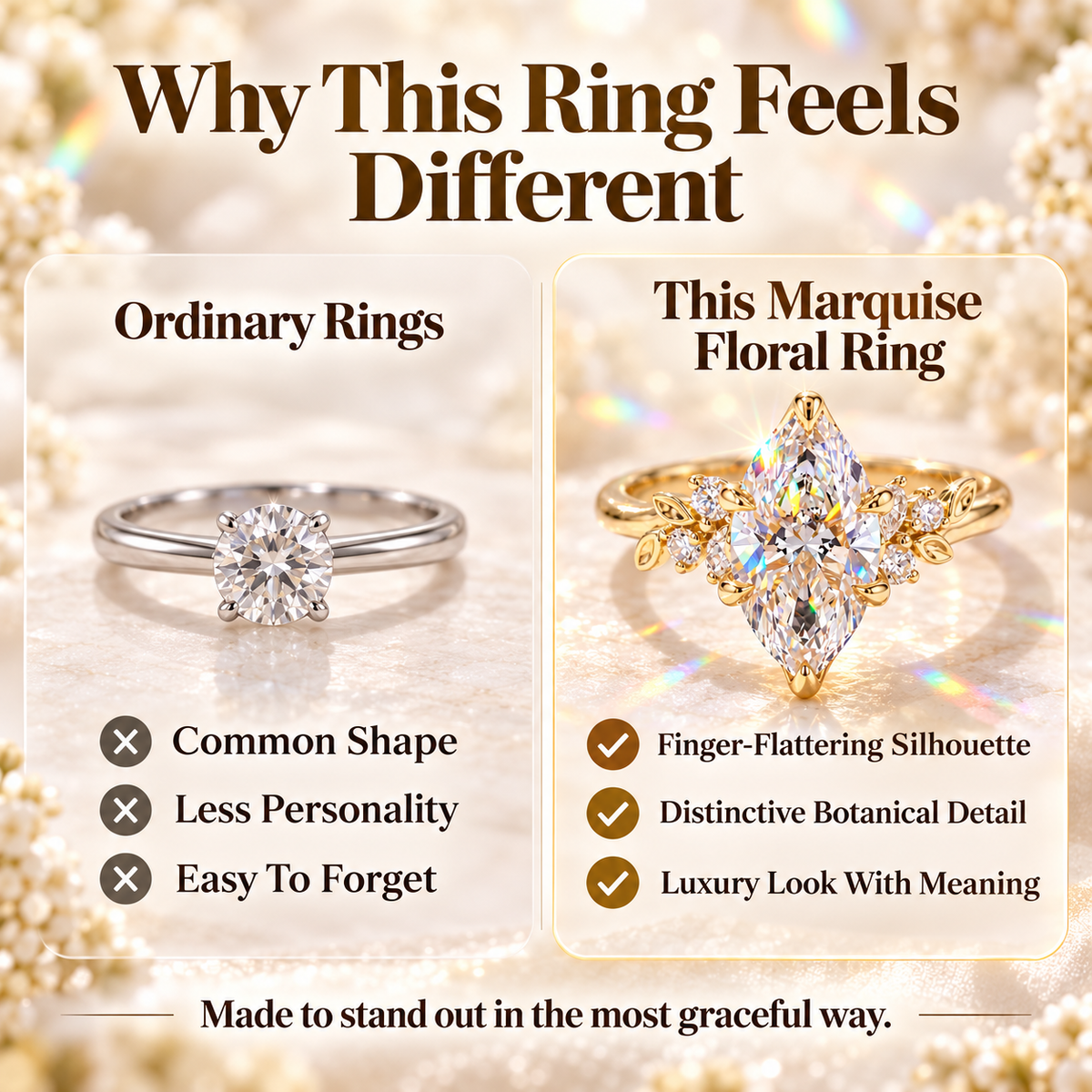 A Stunning Marquise Lab Diamond Ring Designed To Make Your Hands Look More Elegant — With Romantic Floral Details And Luxury Sparkle You’ll Love Every Day-Last Day Sale-90% OFF🔥