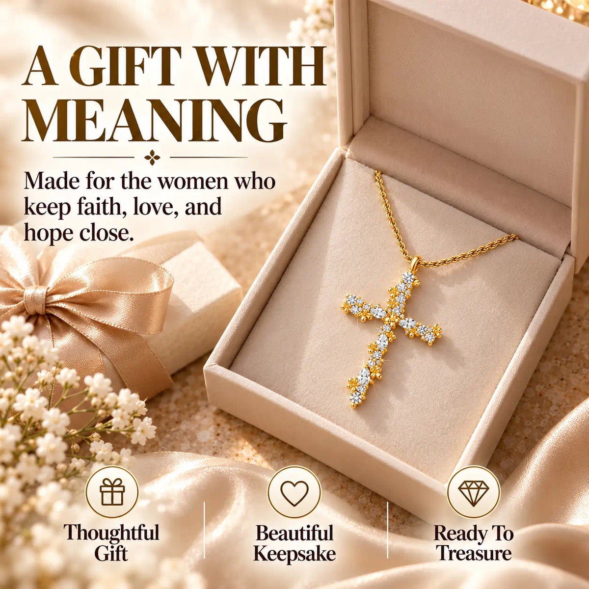 Keep Your Faith Close with a Floral Lab-Grown Diamond Cross Necklace -Last Day Sale-90% OFF🔥