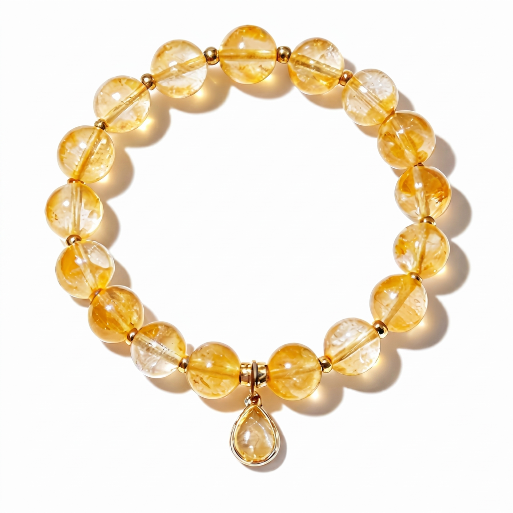 Golden Citrine Gemstone Drop Bracelet
