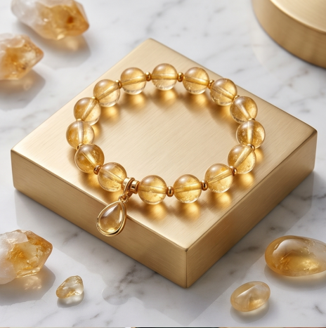 Golden Citrine Gemstone Drop Bracelet