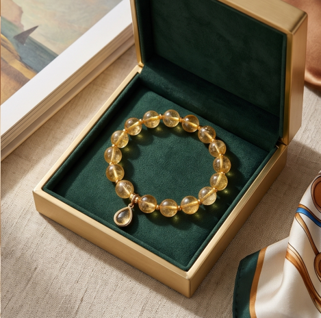Golden Citrine Gemstone Drop Bracelet