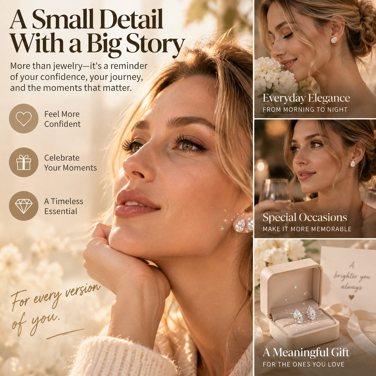 Pear-Shaped Lab-Grown Diamond Stud Earrings That Flatter Your Face & Add Timeless Luxury To Every Look-Last Day Sale🔥90% OFF