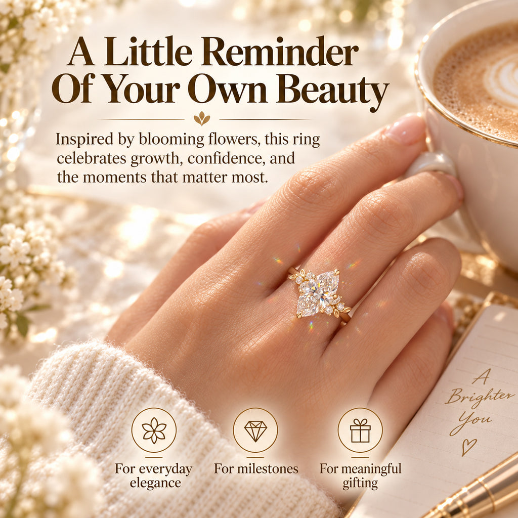 A Stunning Marquise Lab Diamond Ring Designed To Make Your Hands Look More Elegant — With Romantic Floral Details And Luxury Sparkle You’ll Love Every Day-Last Day Sale-90% OFF🔥