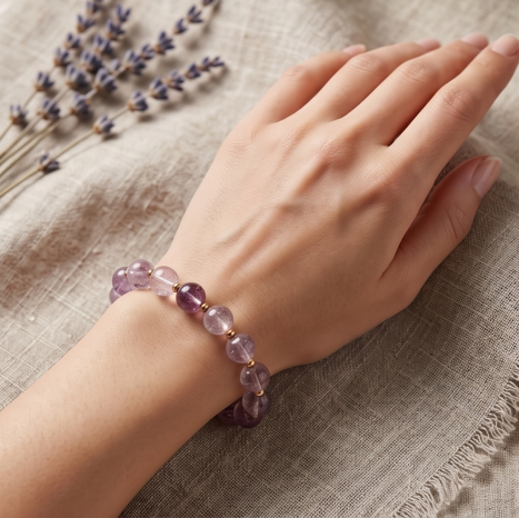 Lavender Mist Gemstone Beaded Bracelet