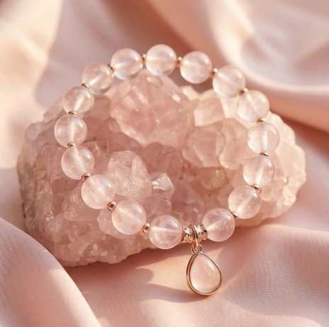 Blushing Rose Quartz Drop Bracelet