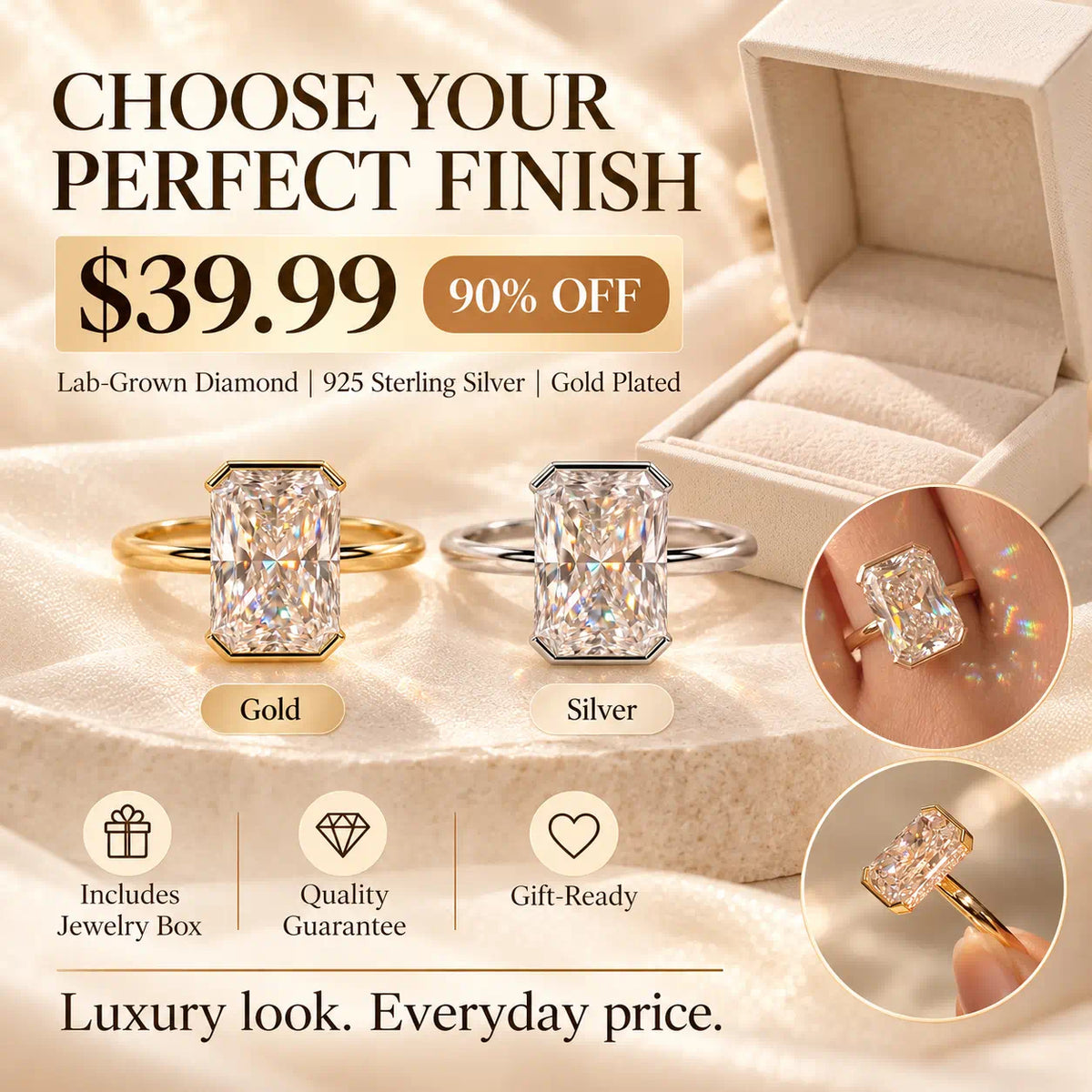 The Luxury-Looking Diamond Ring She’ll Never Want To Take Off-Last Day Sale-90% OFF🔥