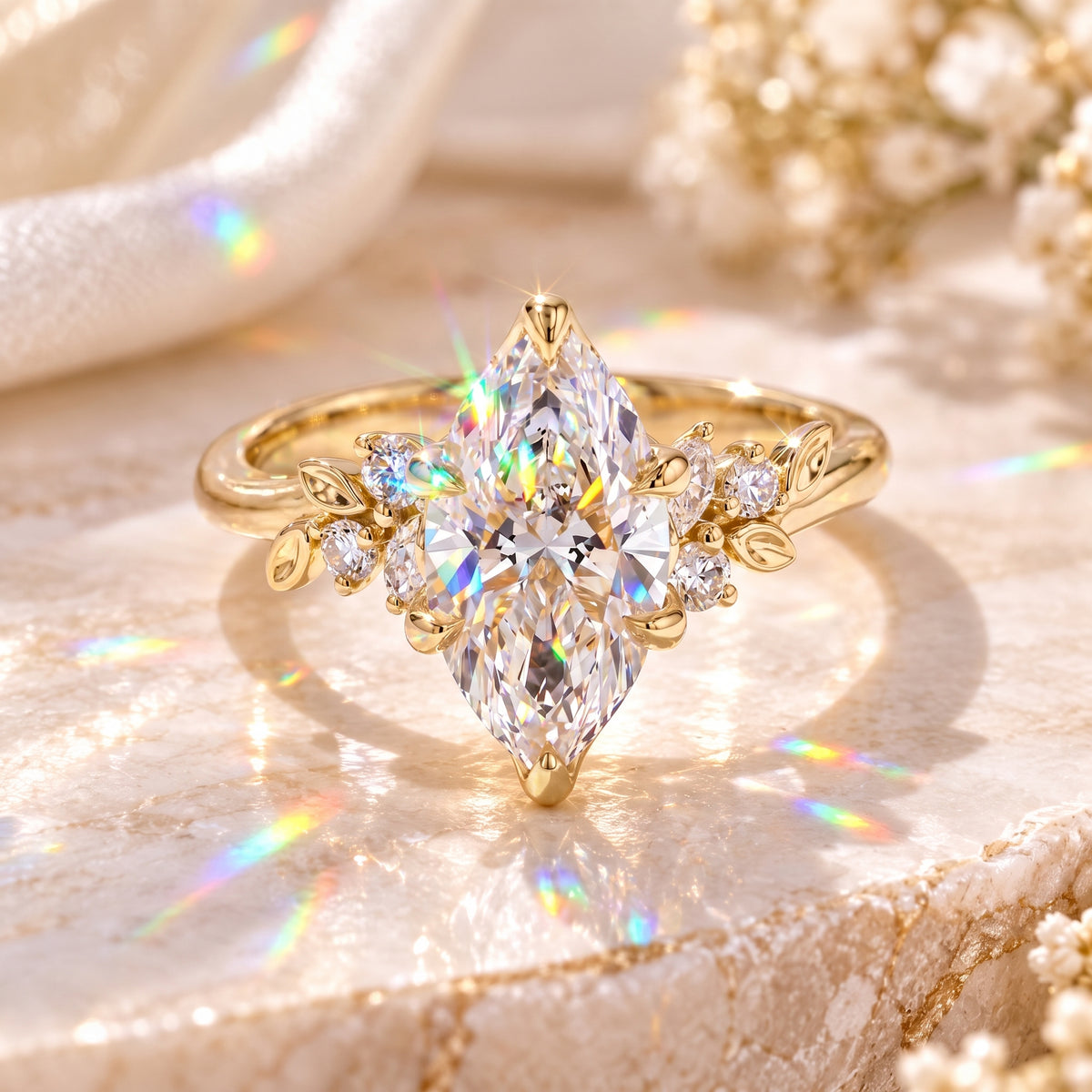 A Stunning Marquise Lab Diamond Ring Designed To Make Your Hands Look More Elegant — With Romantic Floral Details And Luxury Sparkle You’ll Love Every Day-Last Day Sale-90% OFF🔥