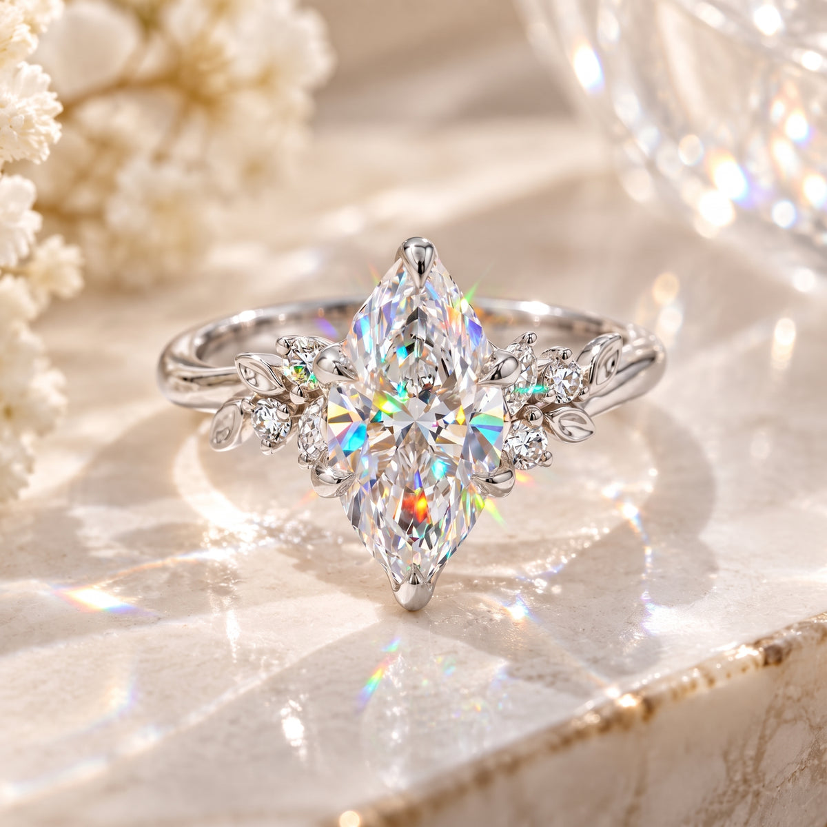 A Stunning Marquise Lab Diamond Ring Designed To Make Your Hands Look More Elegant — With Romantic Floral Details And Luxury Sparkle You’ll Love Every Day-Last Day Sale-90% OFF🔥