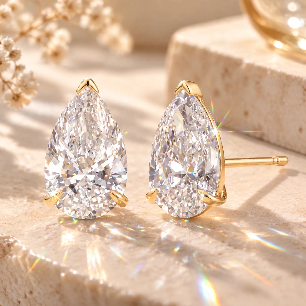 Pear-Shaped Lab-Grown Diamond Stud Earrings That Flatter Your Face & Add Timeless Luxury To Every Look-Last Day Sale🔥90% OFF